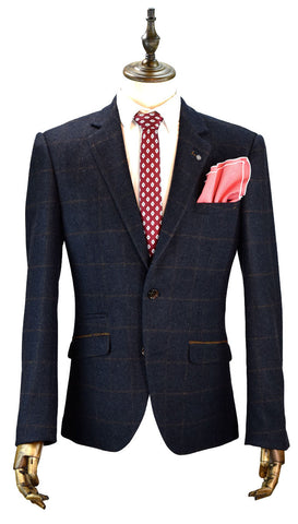 Navy and Tan Check Jacket